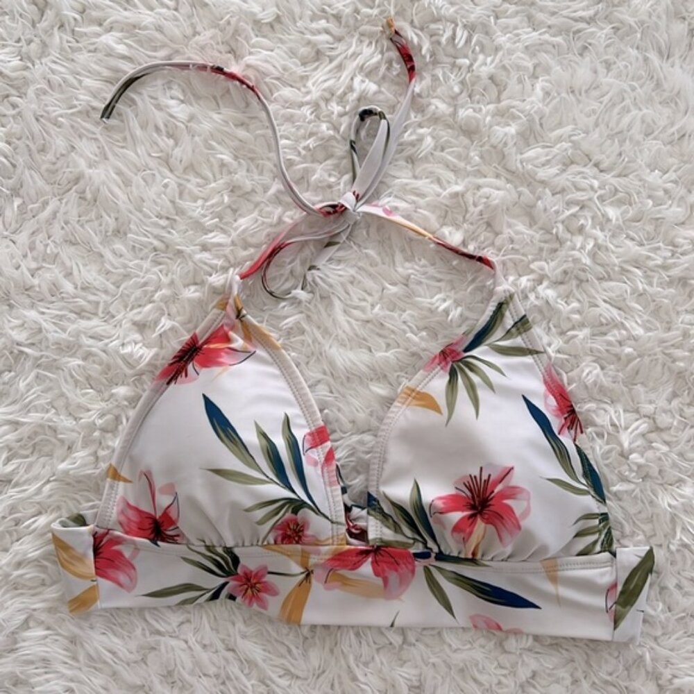 Shade & Shore Bikini Top Beach Size Large Ocean Floral Summer